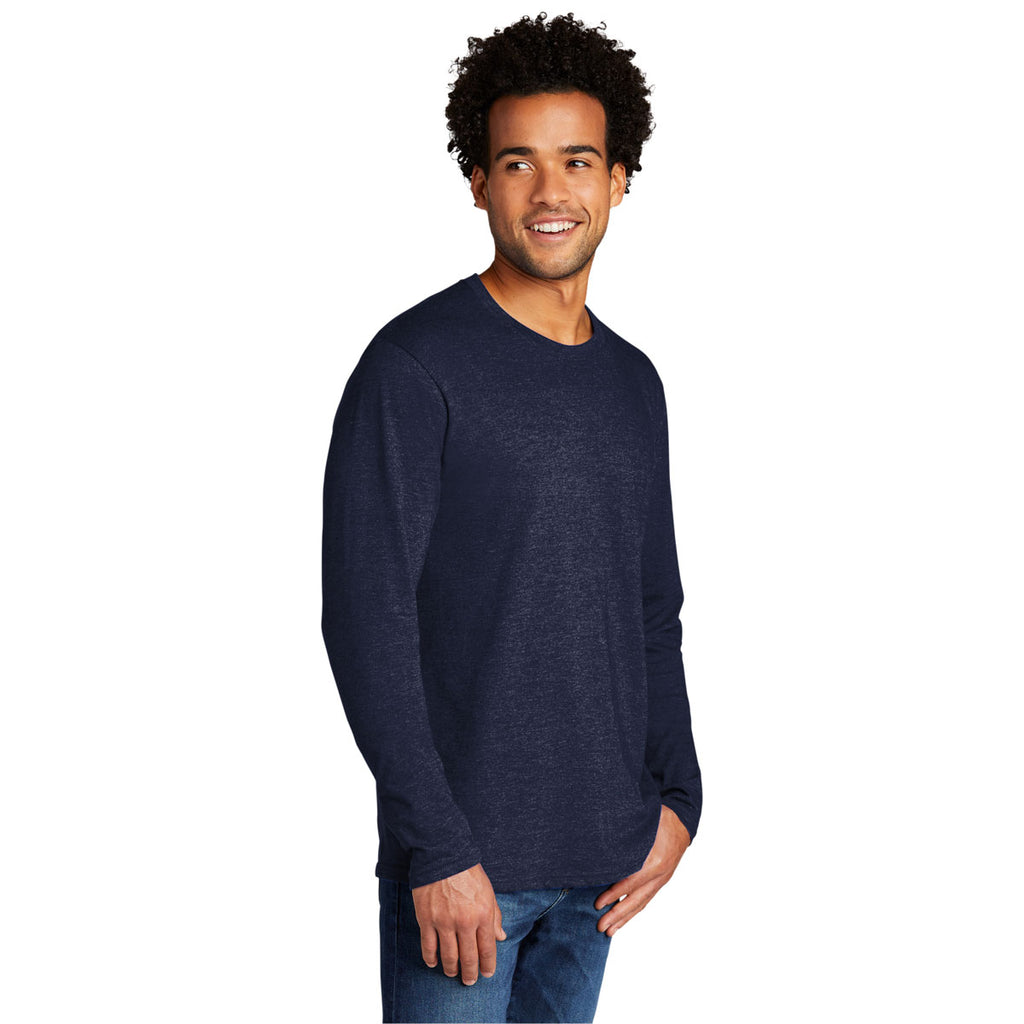 Port & Company Men's Team Navy Heather Tri-Blend Long Sleeve Tee