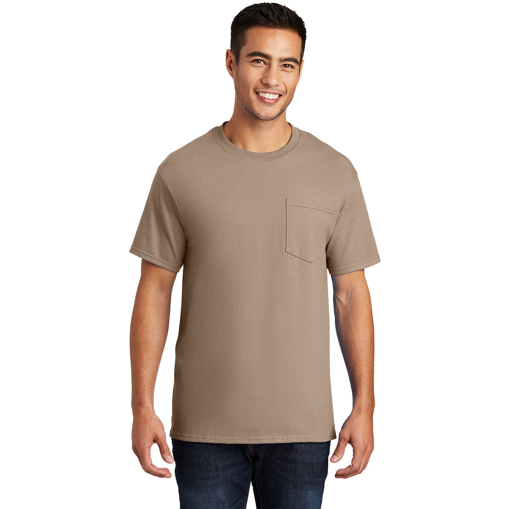 Port & Company Men's Sand Essential Pocket Tee