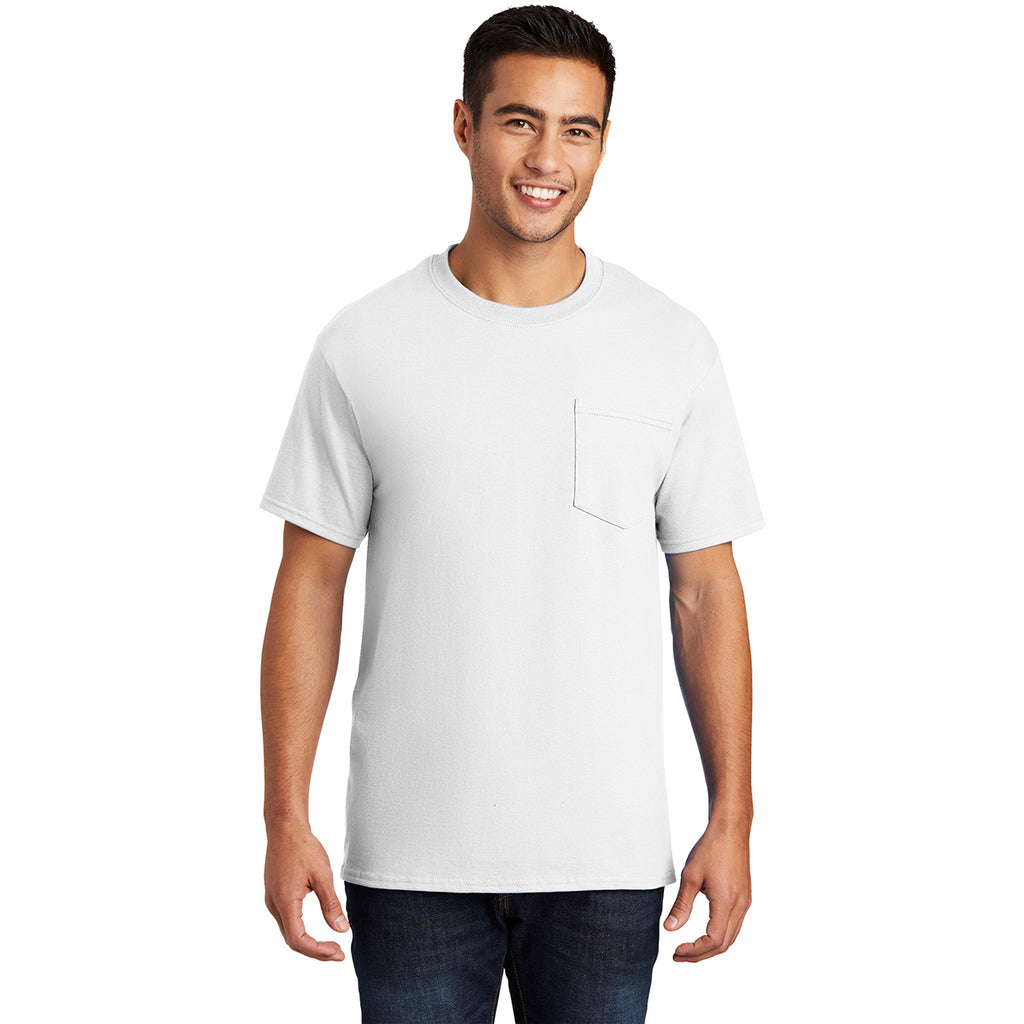 Port & Company Men's White Essential Pocket Tee