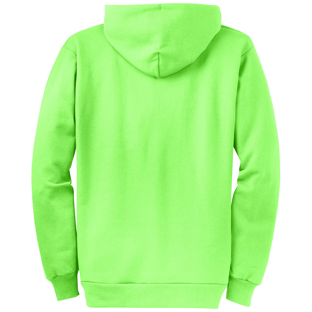 Port & Company Men's Neon Green Core Fleece Full-Zip Hooded Sweatshirt