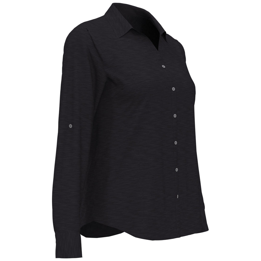 Perry Ellis Women's Caviar Black Heathered Woven Shirt