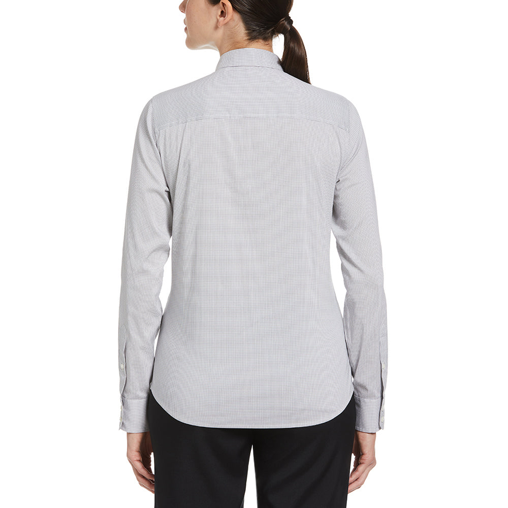 Perry Ellis Women's Quite Shade/White Mini Grid Woven Shirt