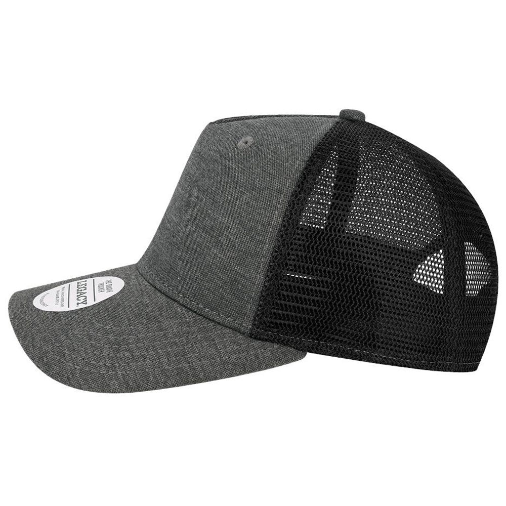 Legacy Black/Black Five-Panel Trucker Cap