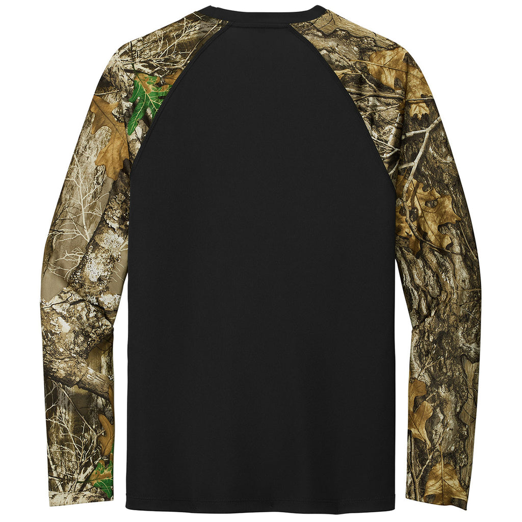 Russell Outdoors Men's Black/ Realtree Edge Realtree Colorblock Performance Long Sleeve Tee