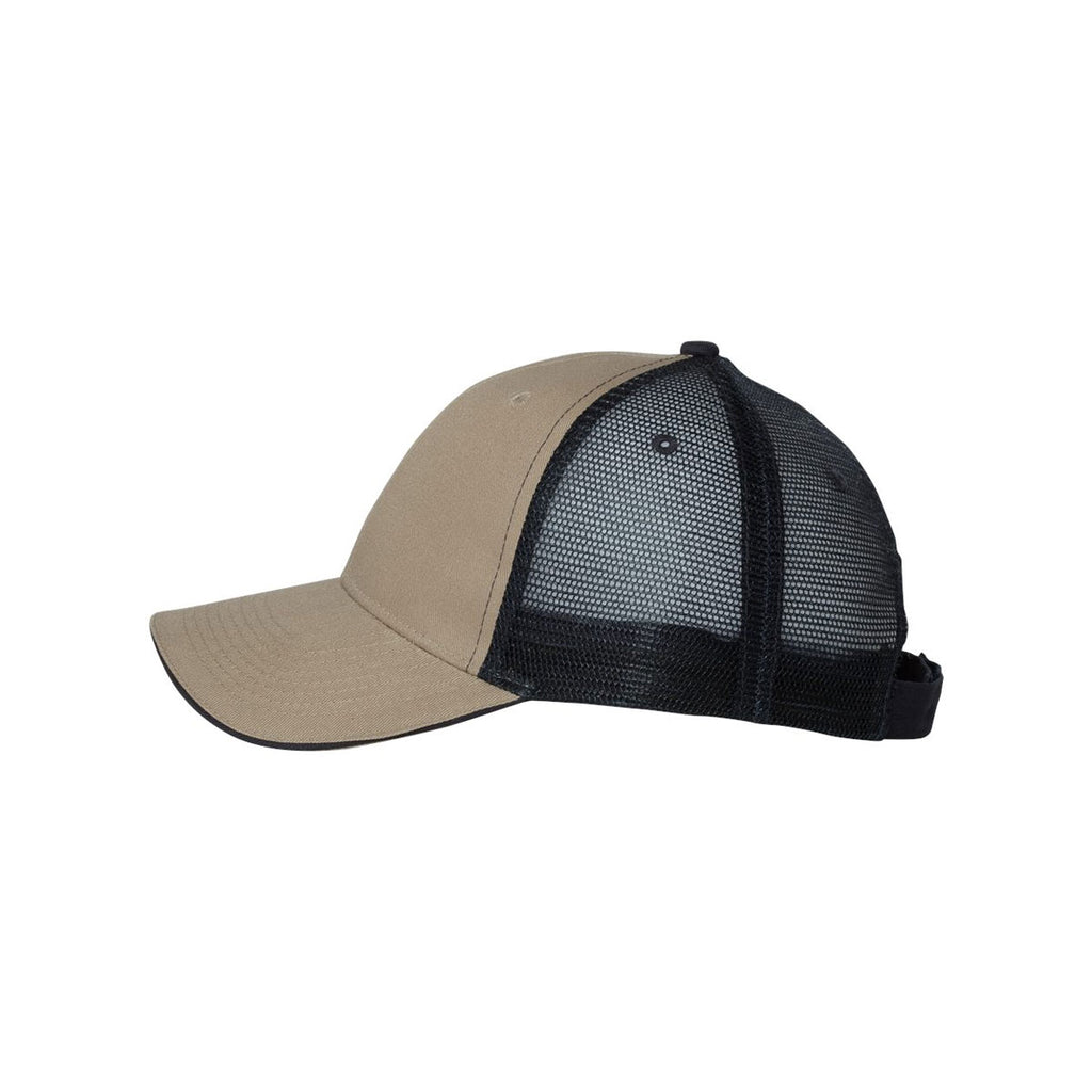 Valucap Khaki/Navy Sandwich Trucker Cap