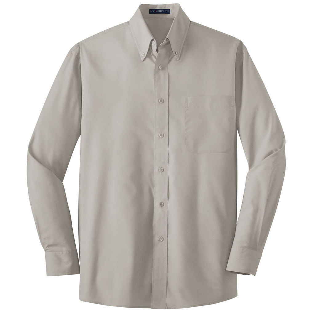 Port Authority Men's Grey Long Sleeve Value Poplin Shirt