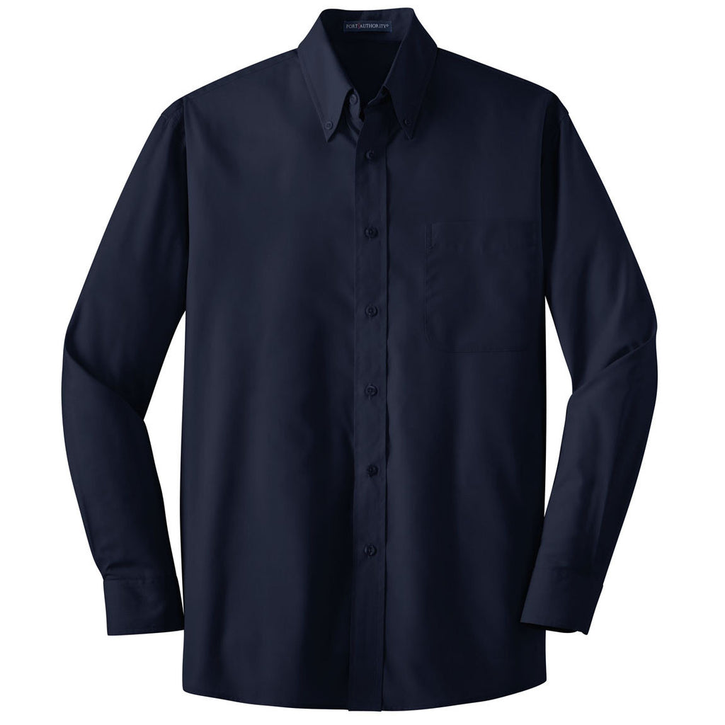 Port Authority Men's Navy L/S Value Poplin Shirt