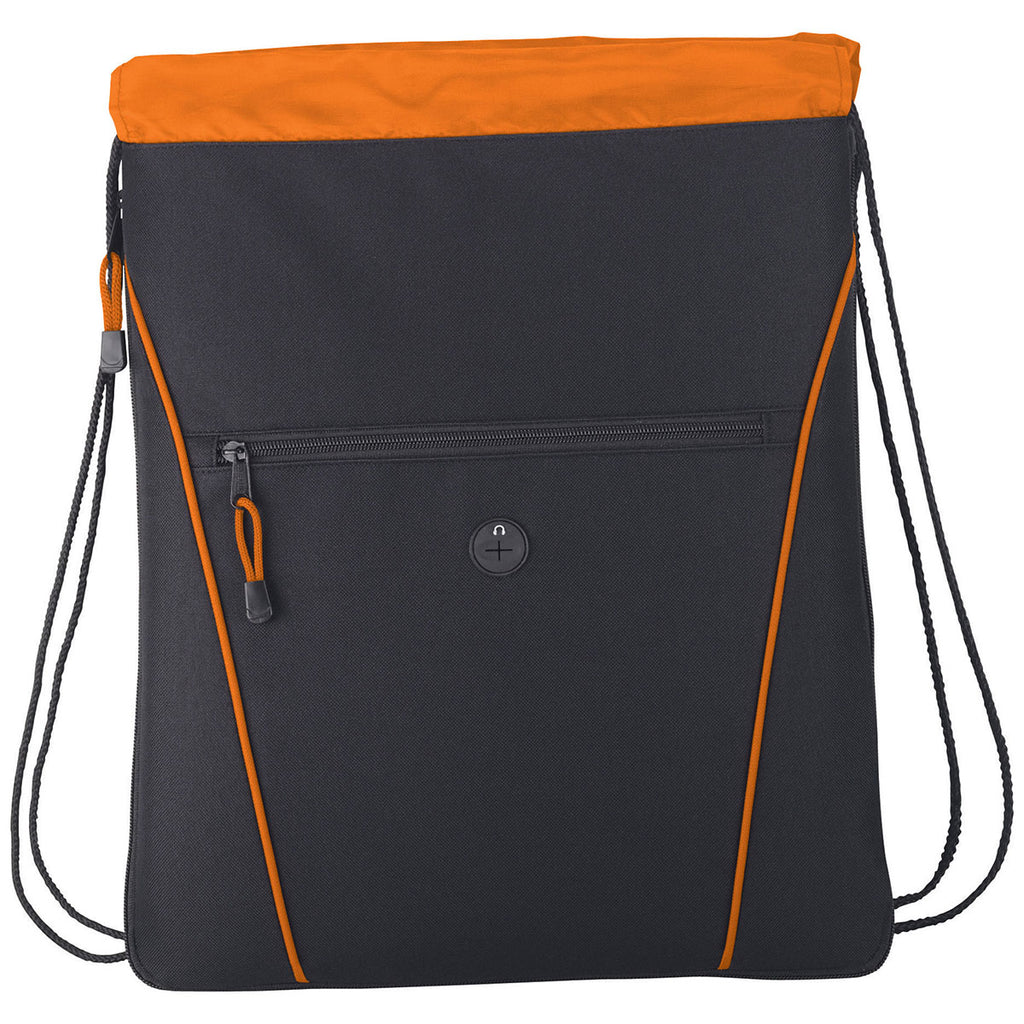 Bullet Black with Orange Trim Raven Drawstring Bag