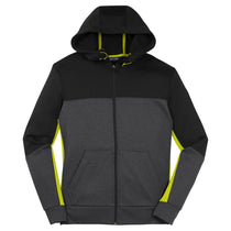 Sport-Tek Men's Black/ Graphite Heather/ Citron Tech Fleece Colorblock Full-Zip Hooded Jacket