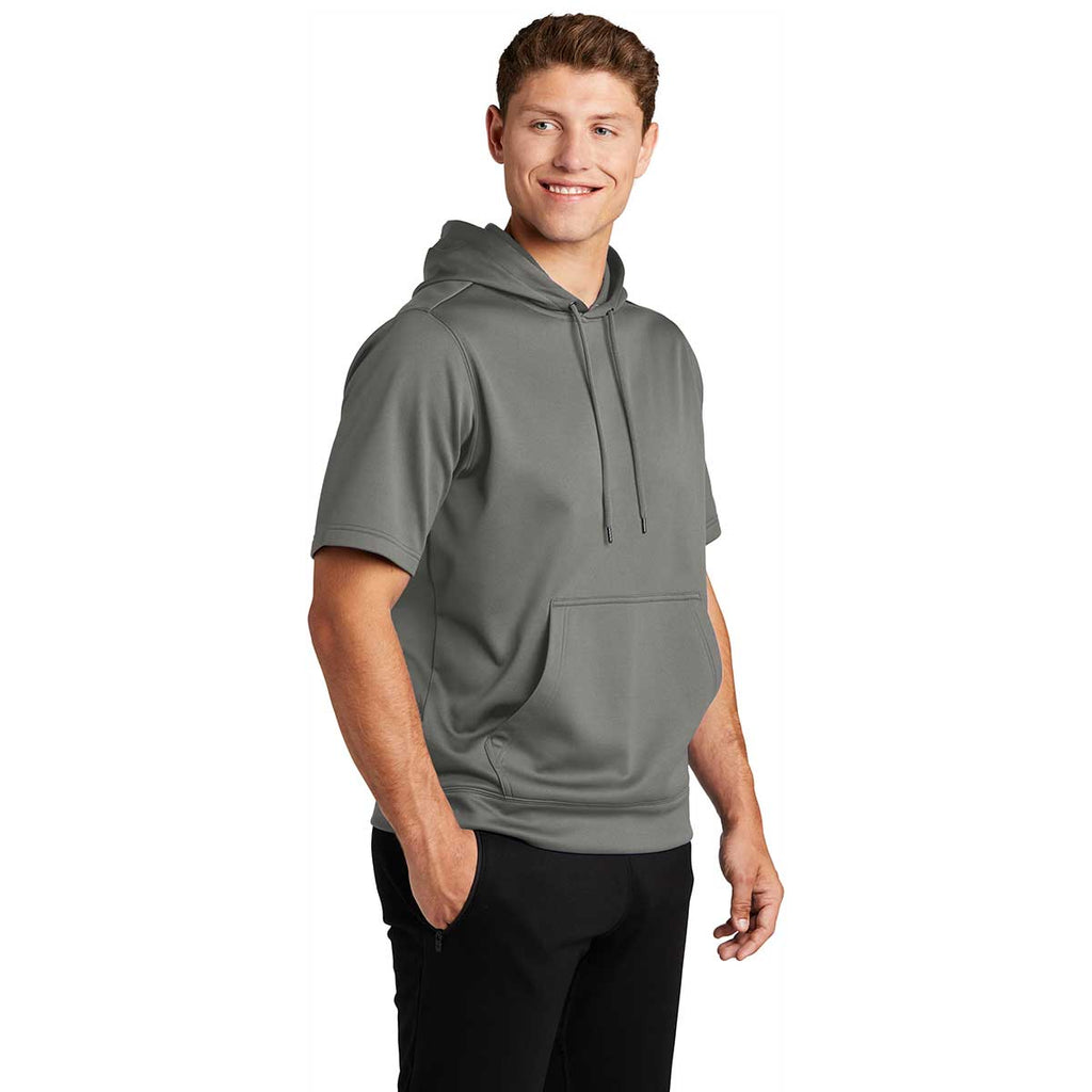 Sport-Tek Men's Dark Smoke Grey Sport-Wick Fleece Short Sleeve Pullover Hoodie