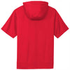 Sport-Tek Men's Deep Red Sport-Wick Fleece Short Sleeve Pullover Hoodie