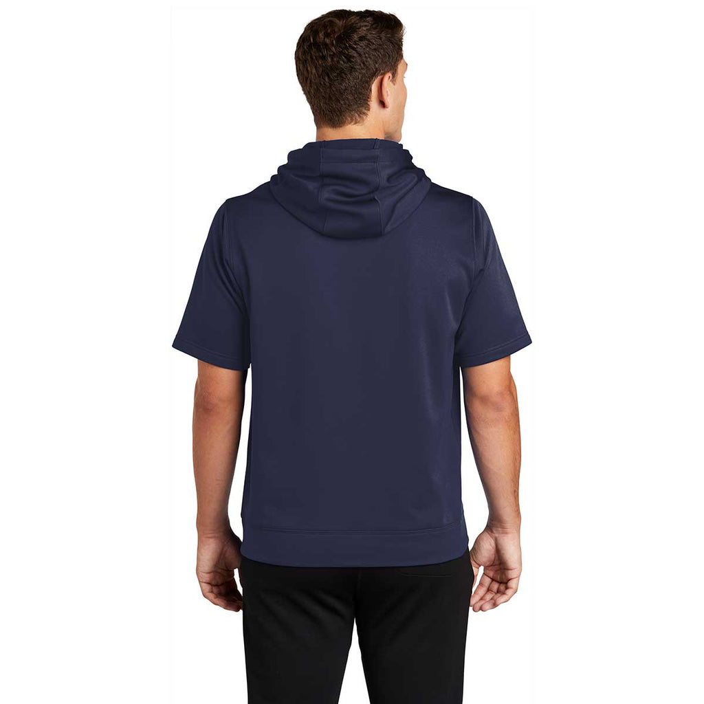 Sport-Tek Men's Navy Sport-Wick Fleece Short Sleeve Pullover Hoodie