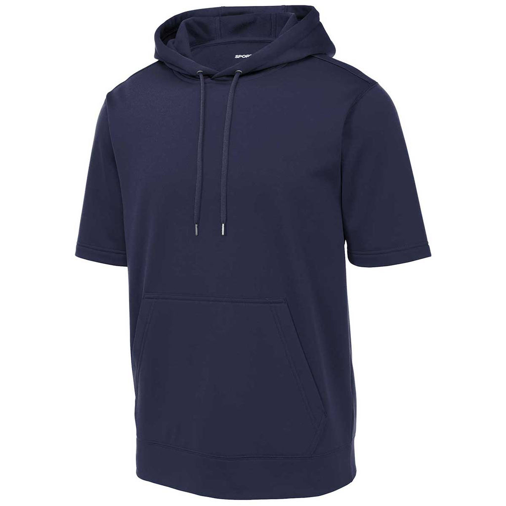 Sport-Tek Men's Navy Sport-Wick Fleece Short Sleeve Pullover Hoodie