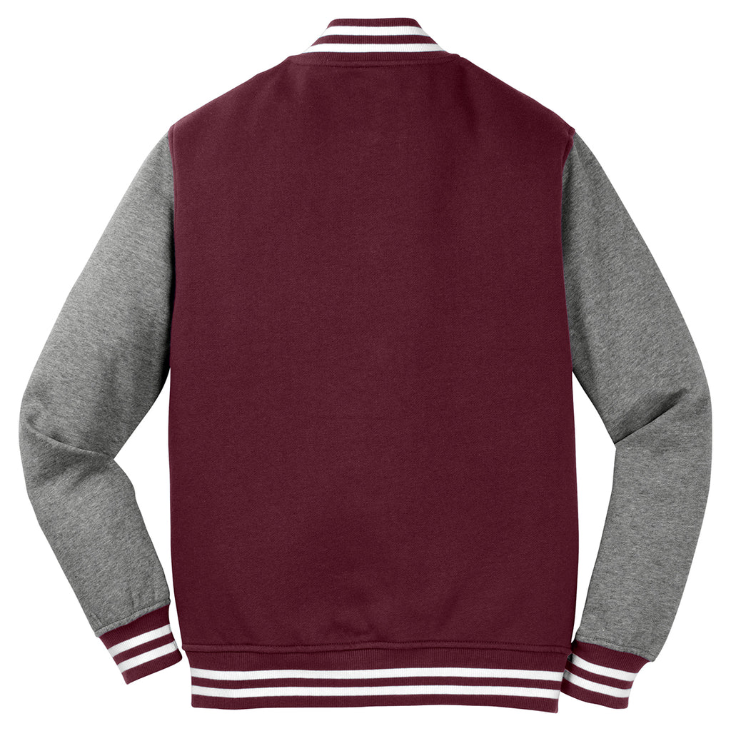 Sport-Tek Men's Maroon/Vintage Heather Fleece Letterman Jacket