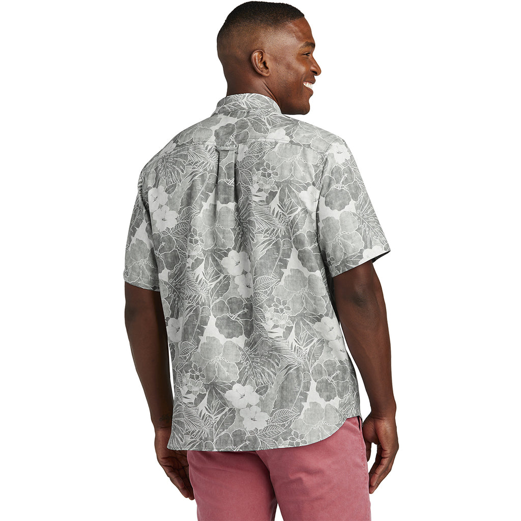 Tommy Bahama Men's Light Grey Coconut Point Playa Flora Short Sleeve Shirt