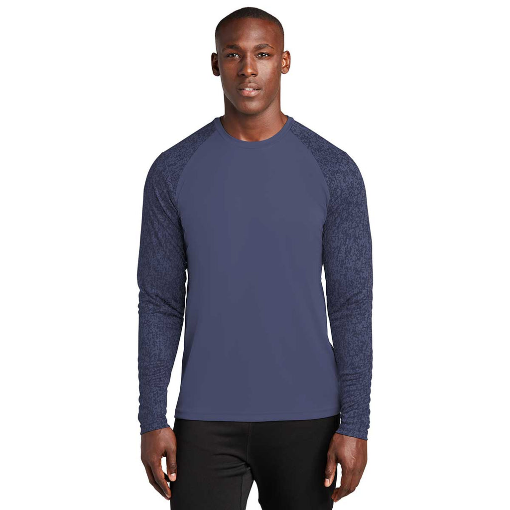 Sport-Tek Men's True Navy PosiCharge Digi Camo Long Sleeve Tee