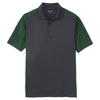 Sport-Tek Men's Iron Grey/Forest Green Colorblock Micropique Sport-Wick Polo