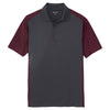 Sport-Tek Men's Iron Grey/Maroon Colorblock Micropique Sport-Wick Polo