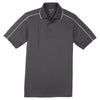 Sport-Tek Men's Iron Grey/White Micropique Sport-Wick Piped Polo