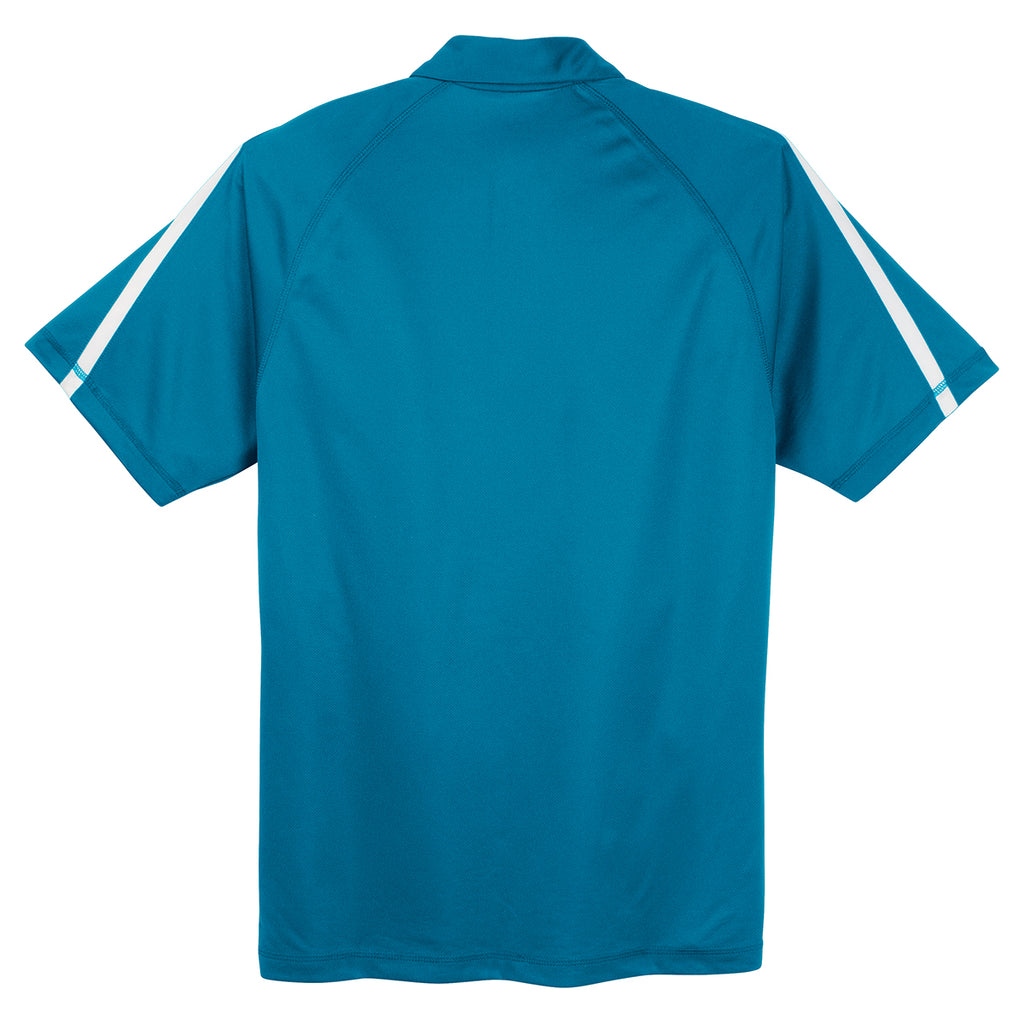 Sport-Tek Men's Blue Wake/ White PosiCharge Micro-Mesh Colorblock Polo