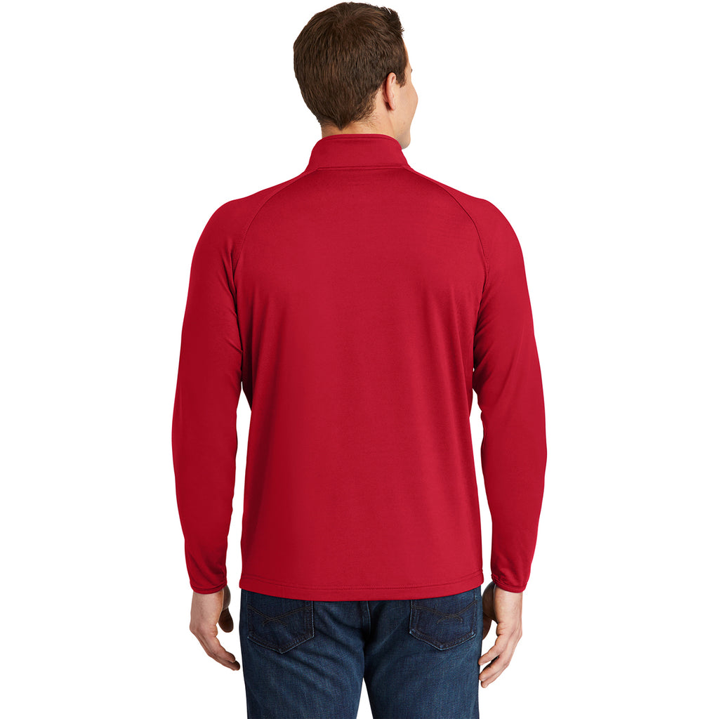 Sport-Tek Men's True Red Sport-Wick Stretch 1/4 Zip Pullover