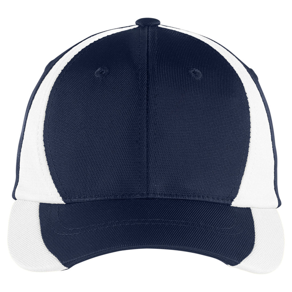 Sport-Tek True Navy/White Dry Zone Nylon Colorblock Cap