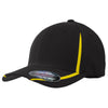 Sport-Tek Black/Gold Flexfit Performance Colorblock Cap