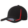 Sport-Tek Black/True Red Flexfit Performance Colorblock Cap