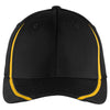 Sport-Tek Black/Gold Flexfit Performance Colorblock Cap