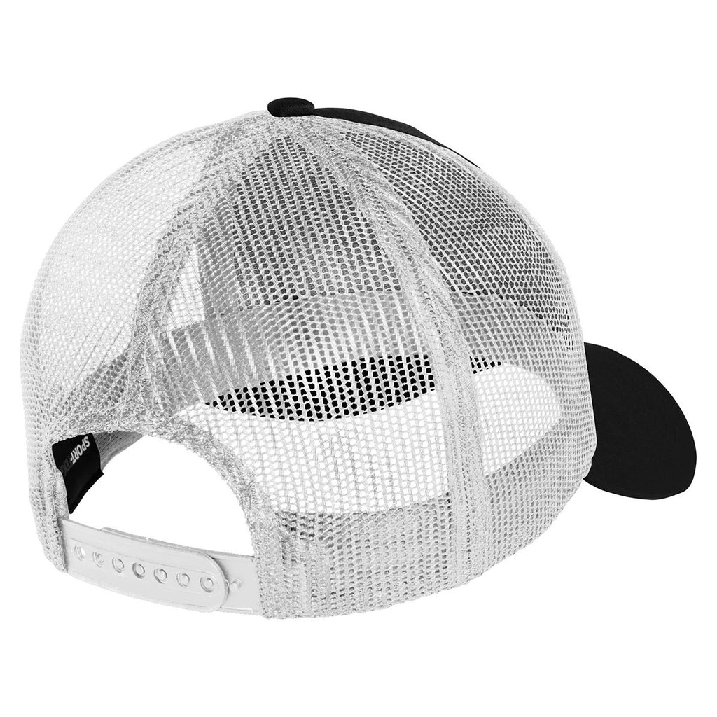 Sport-Tek Black/White PosiCharge Competitor Mesh Back Cap