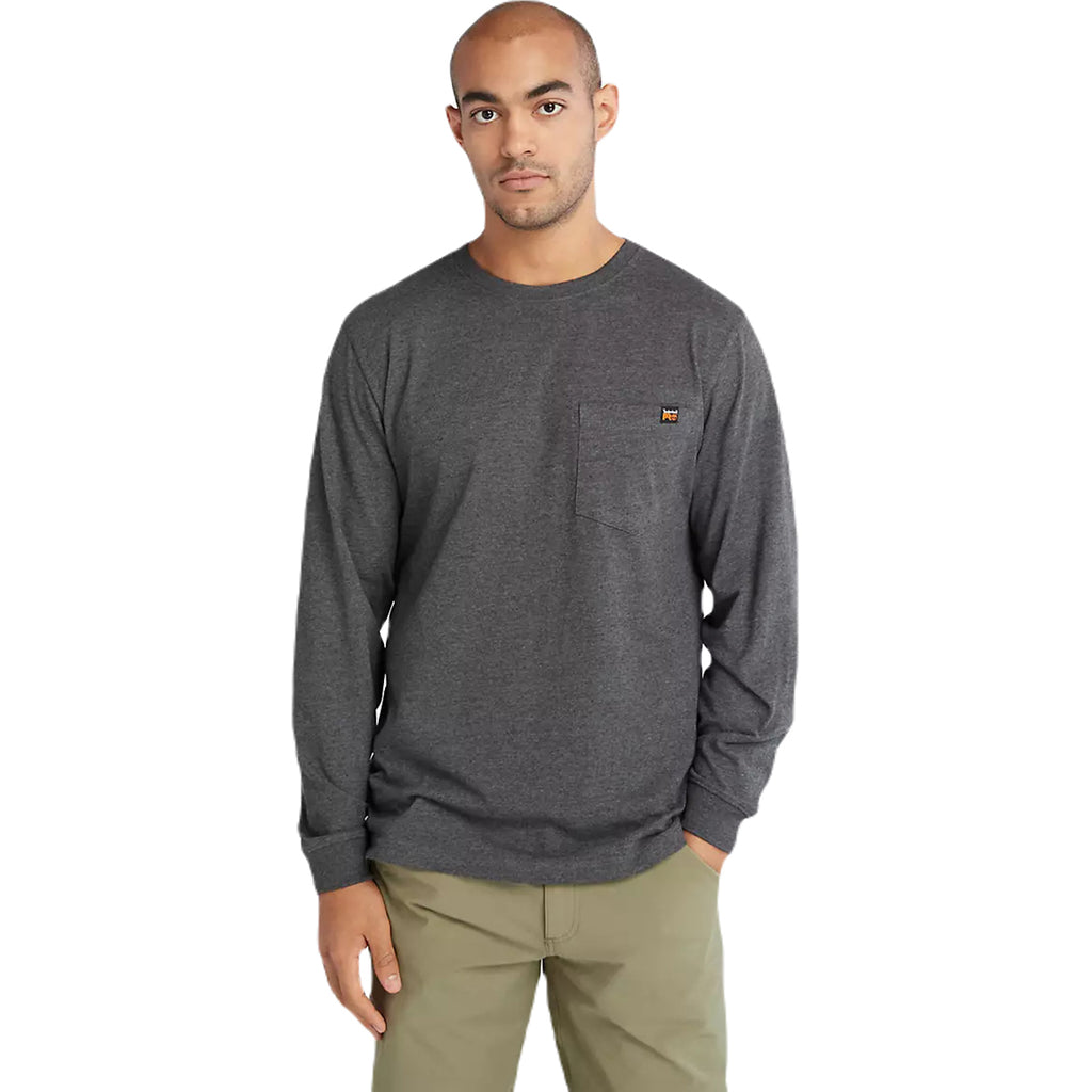 Timberland Men's Deep Grey Heather Core Pocket Long-Sleeve T-Shirt