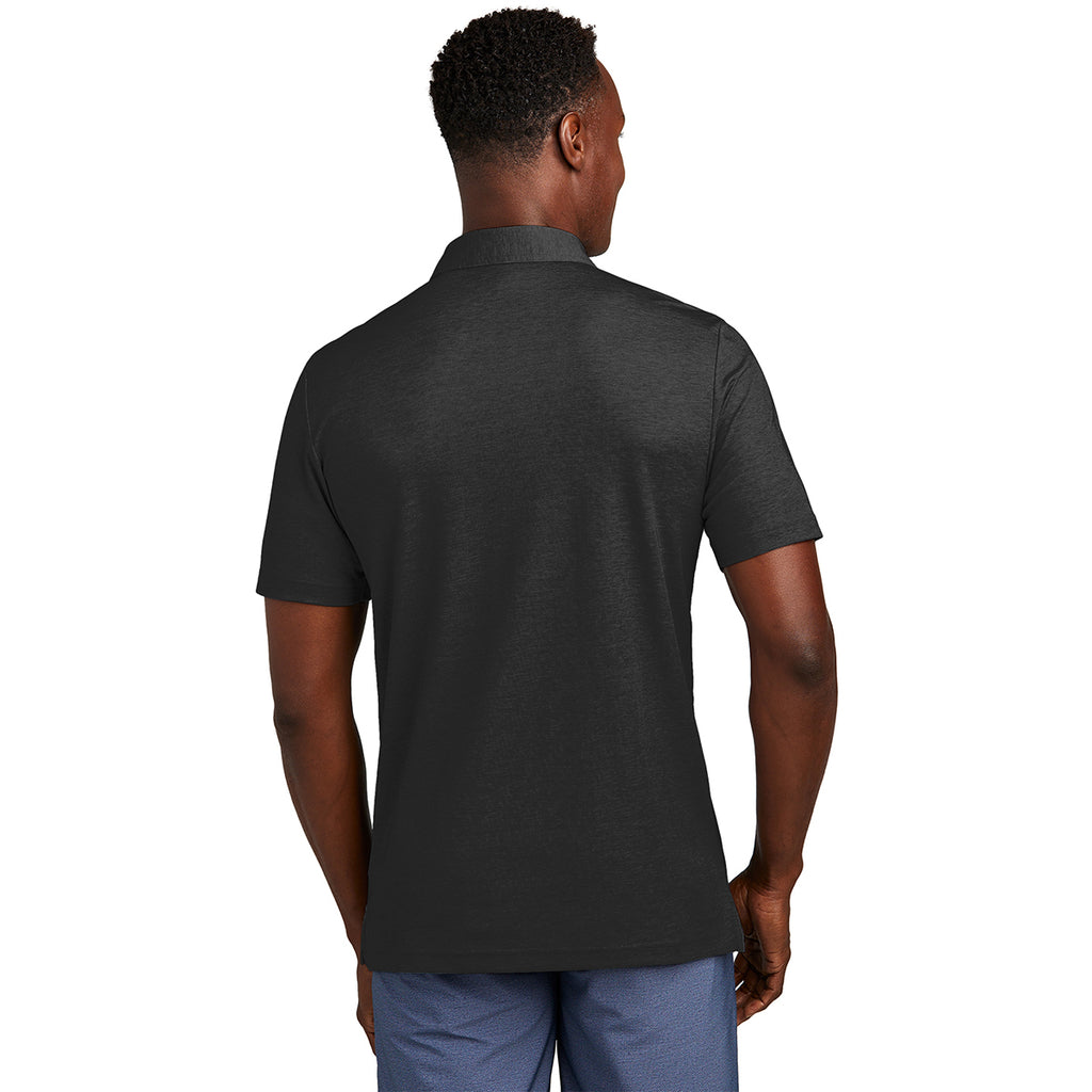 TravisMathew Men's Black Heather Oceanside Heather Pocket Polo