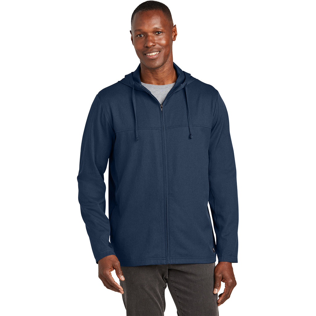 TravisMathew Men's Blue Nights Heather Balboa Hoodied Full-Zip Jacket