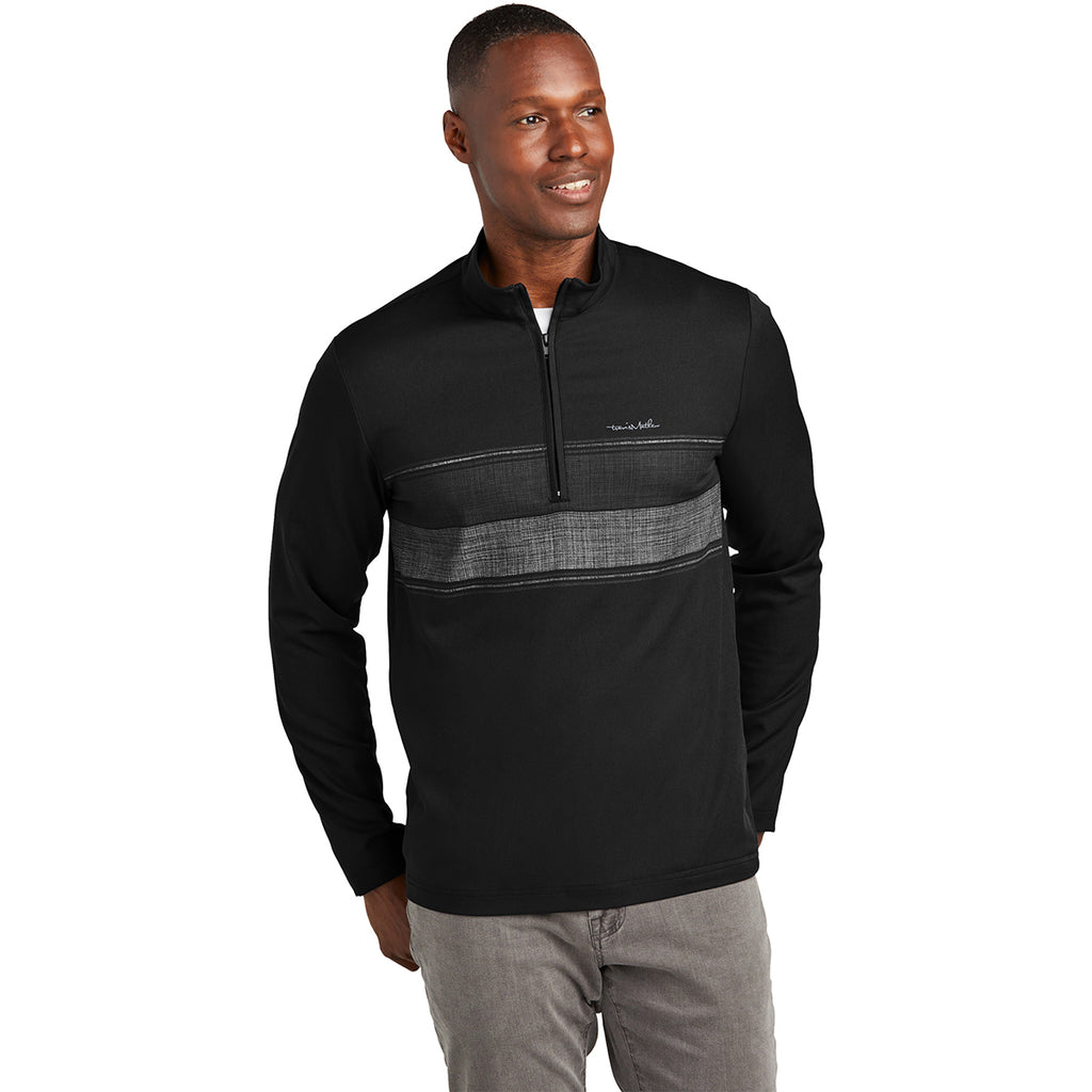 TravisMathew Men's Black Balboa Chest Stripe 1/4 Zip