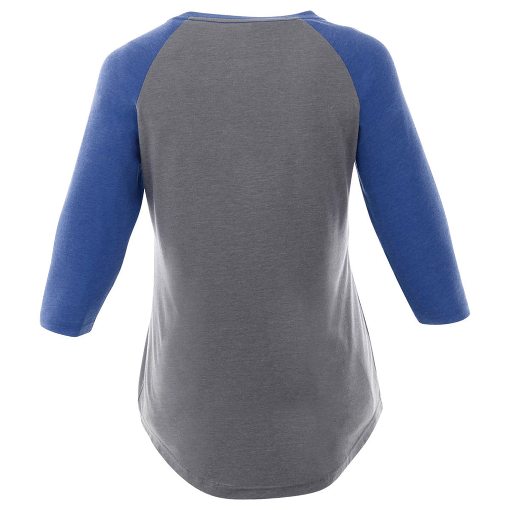 Elevate Women's New Royal Heather/Medium Heather Grey Dakota Three Quarter Tee