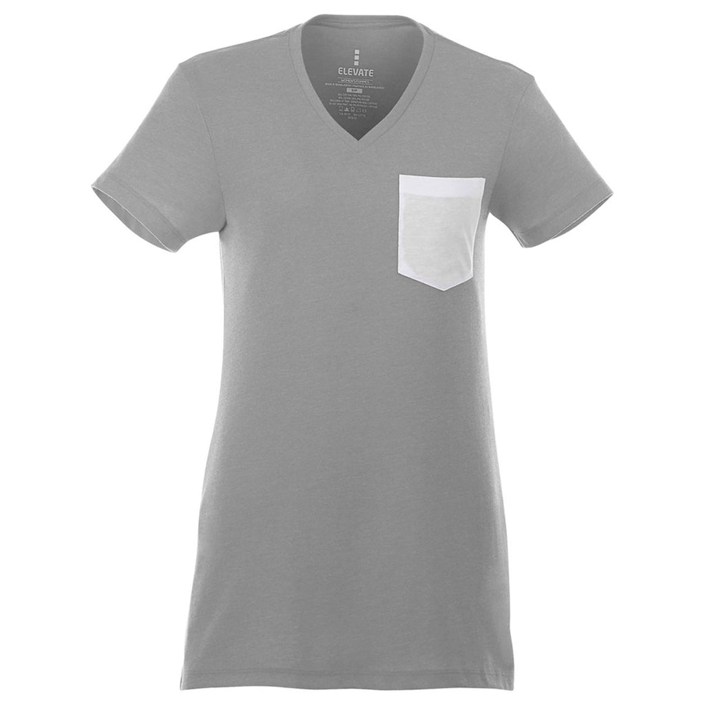 Elevate Women's Medium Heather Grey/White Monroe Short Sleeve Pocket Tee