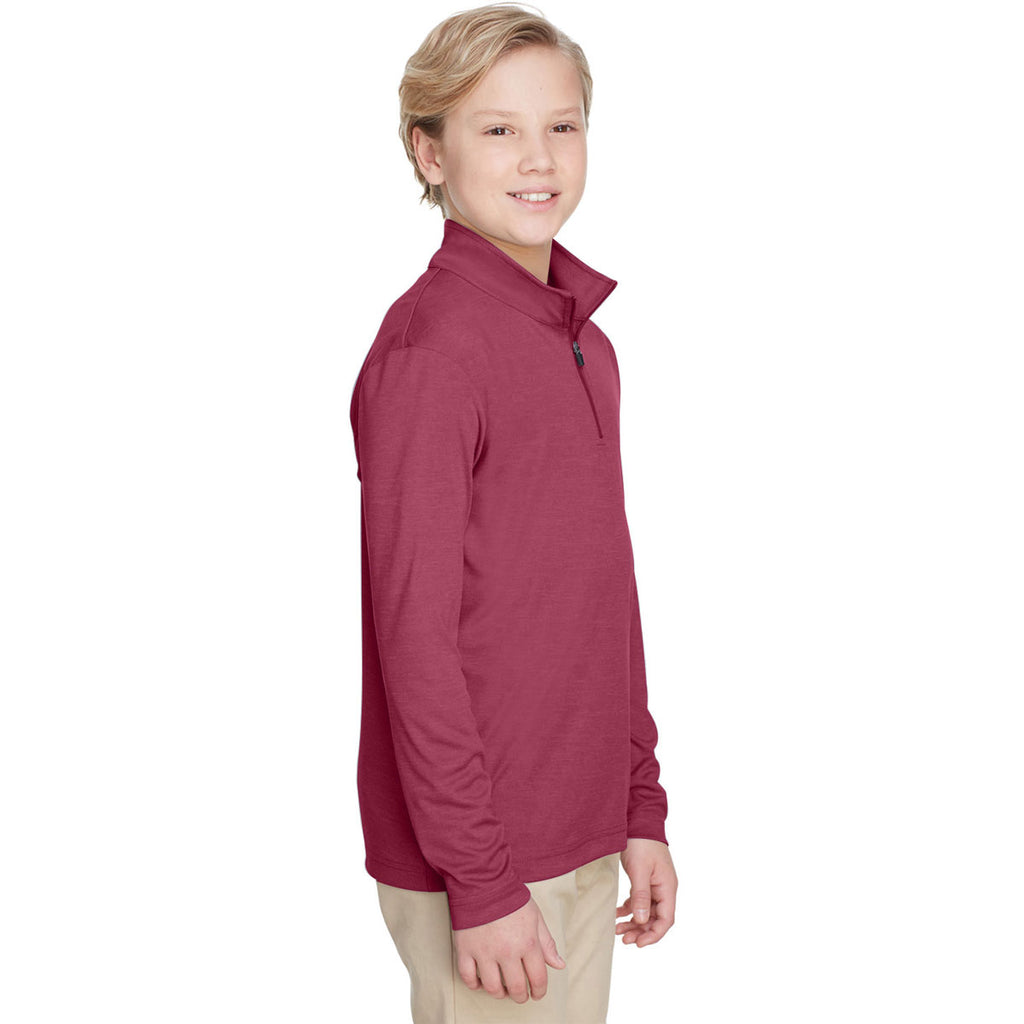 Team 365 Youth Sport Maroon Heather Zone Sonic Heather Performance Quarter-Zip