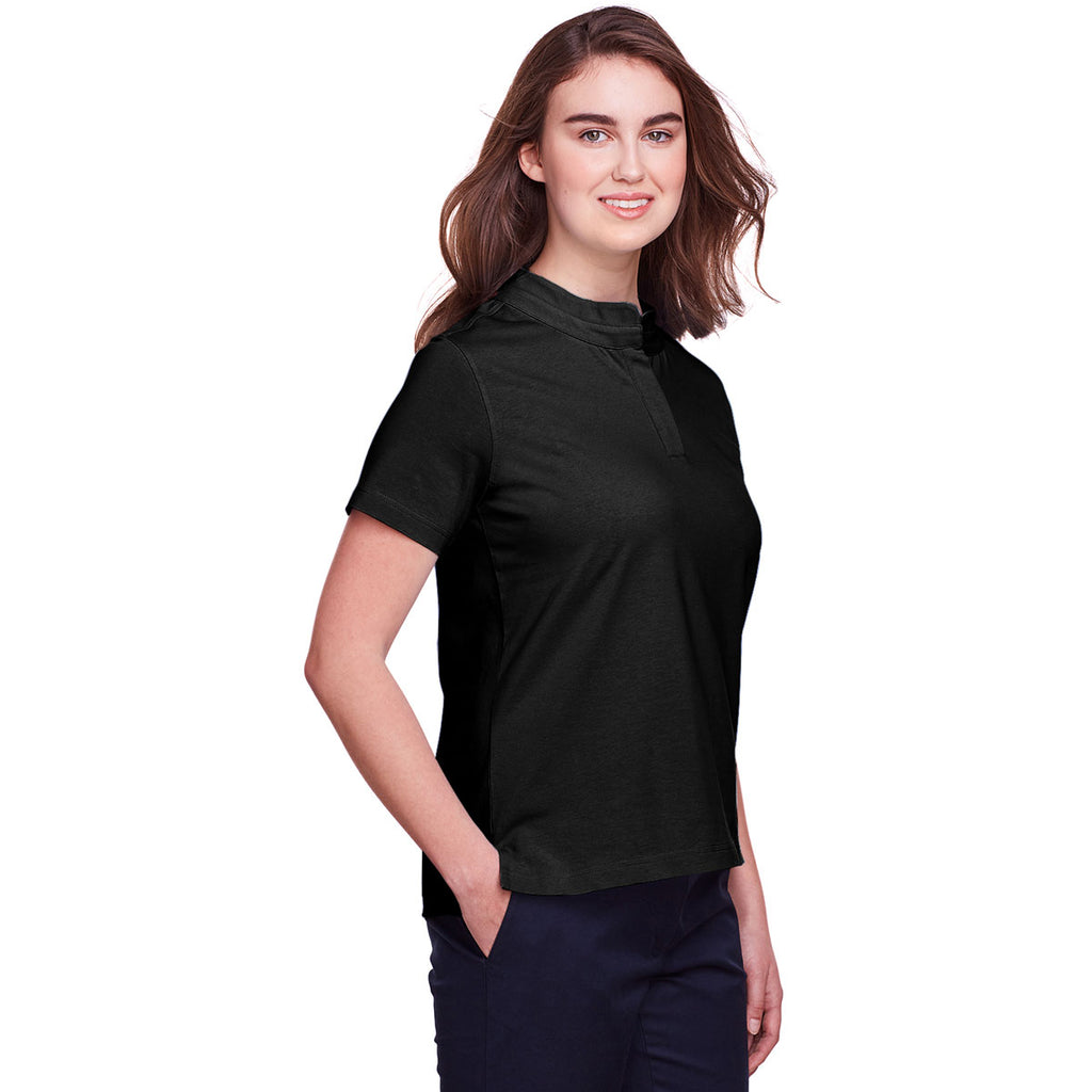 UltraClub Women's Black Lakeshore Stretch Cotton Performance Polo