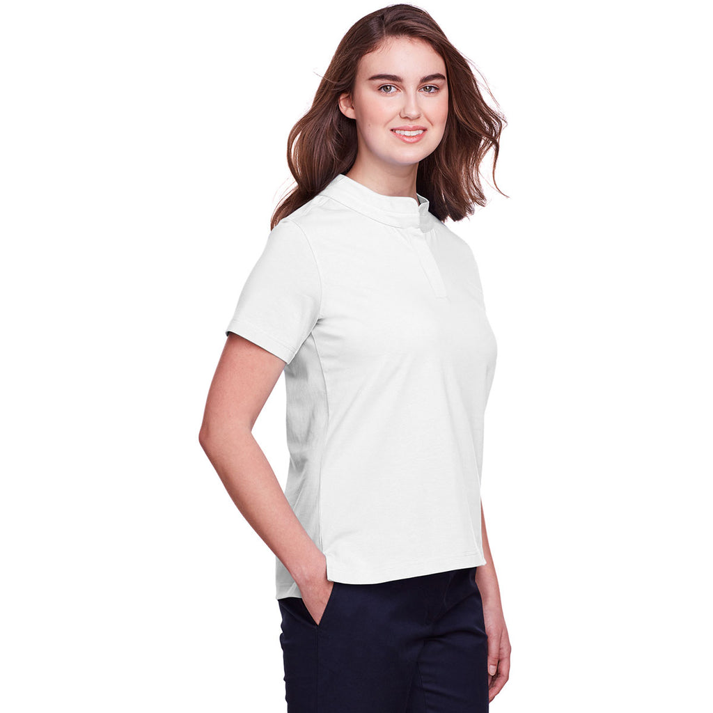 UltraClub Women's White Lakeshore Stretch Cotton Performance Polo