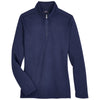 UltraClub Women's Navy Coastal Pique Fleece Quarter-Zip