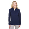 UltraClub Women's Navy Coastal Pique Fleece Quarter-Zip