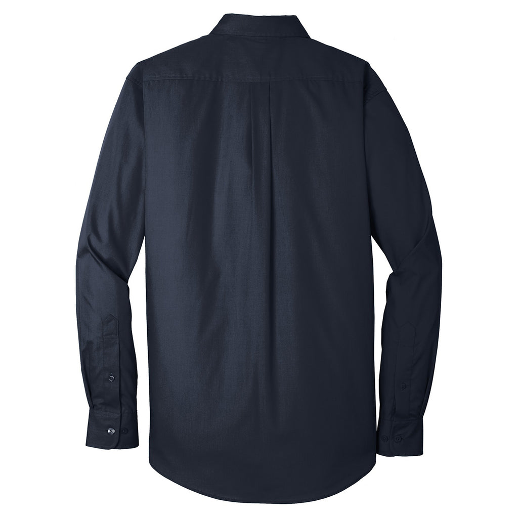 Port Authority Men's River Blue Navy Long Sleeve Carefree Poplin Shirt