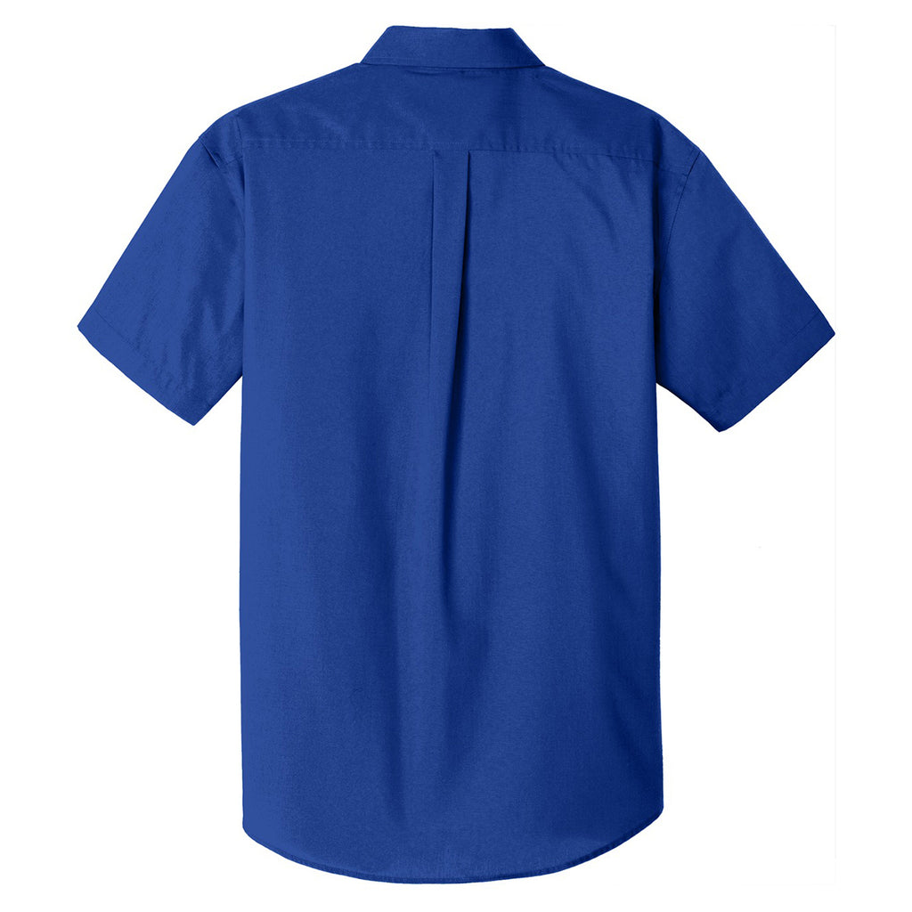 Port Authority Men's True Royal Short Sleeve Carefree Poplin Shirt