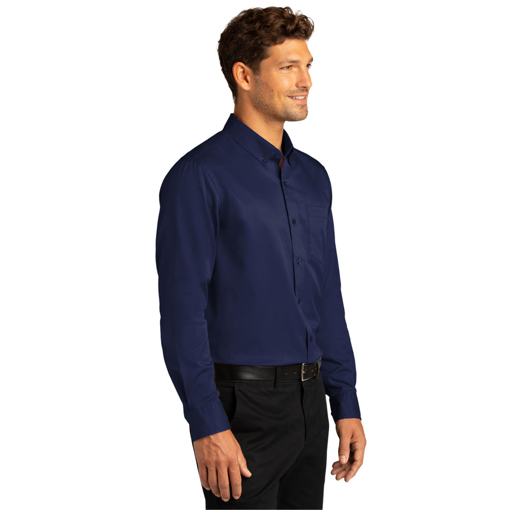 Port Authority Men's True Navy Long Sleeve SuperPro React Twill Shirt