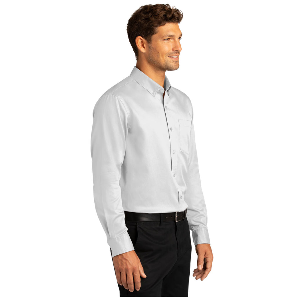 Port Authority Men's White Long Sleeve SuperPro React Twill Shirt