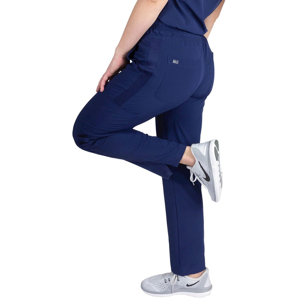 TiScrubs Women's Navy Stretch 9-Pocket Regular Scrub Pants