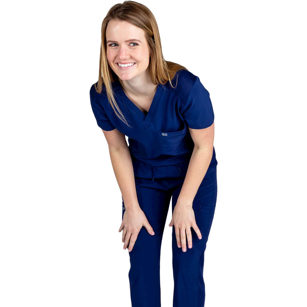 TiScrubs Women's Navy Blue Stretch One-Pocket Scrub Top