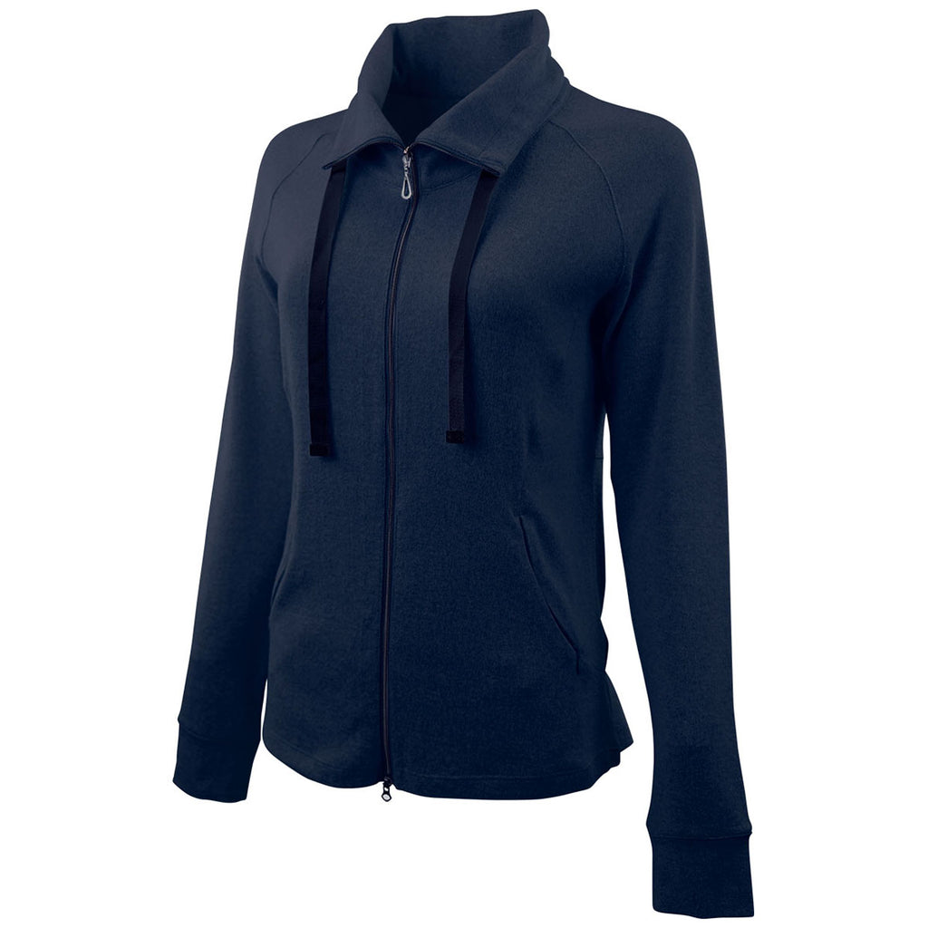 Greg Norman Women's Navy/Heather Mock Neck Full Zip Jacket