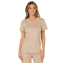 Cherokee Women's Khaki Workwear Revolution Mock Wrap Top