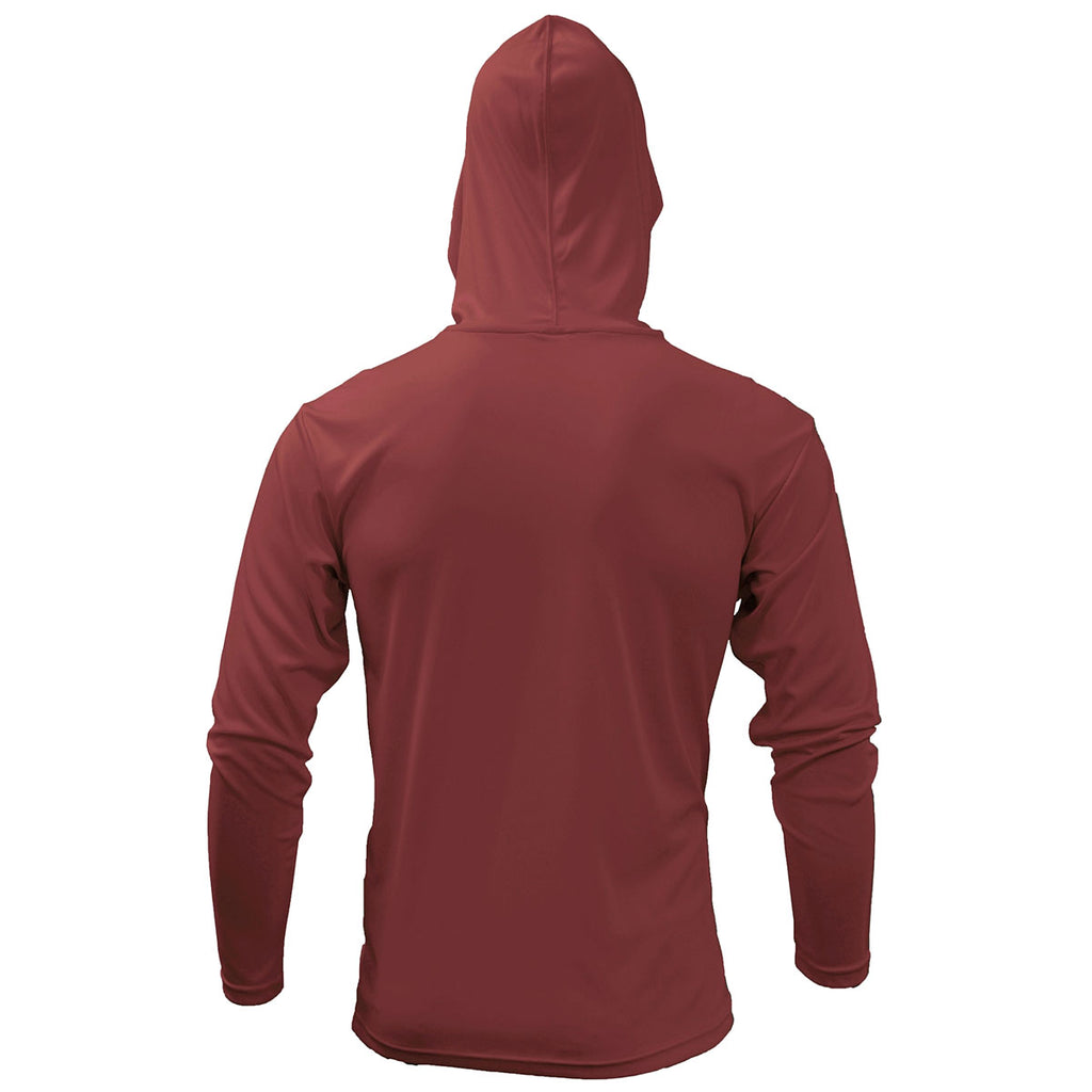 BAW Men's Maroon Xtreme-Tek Long Sleeve Hood